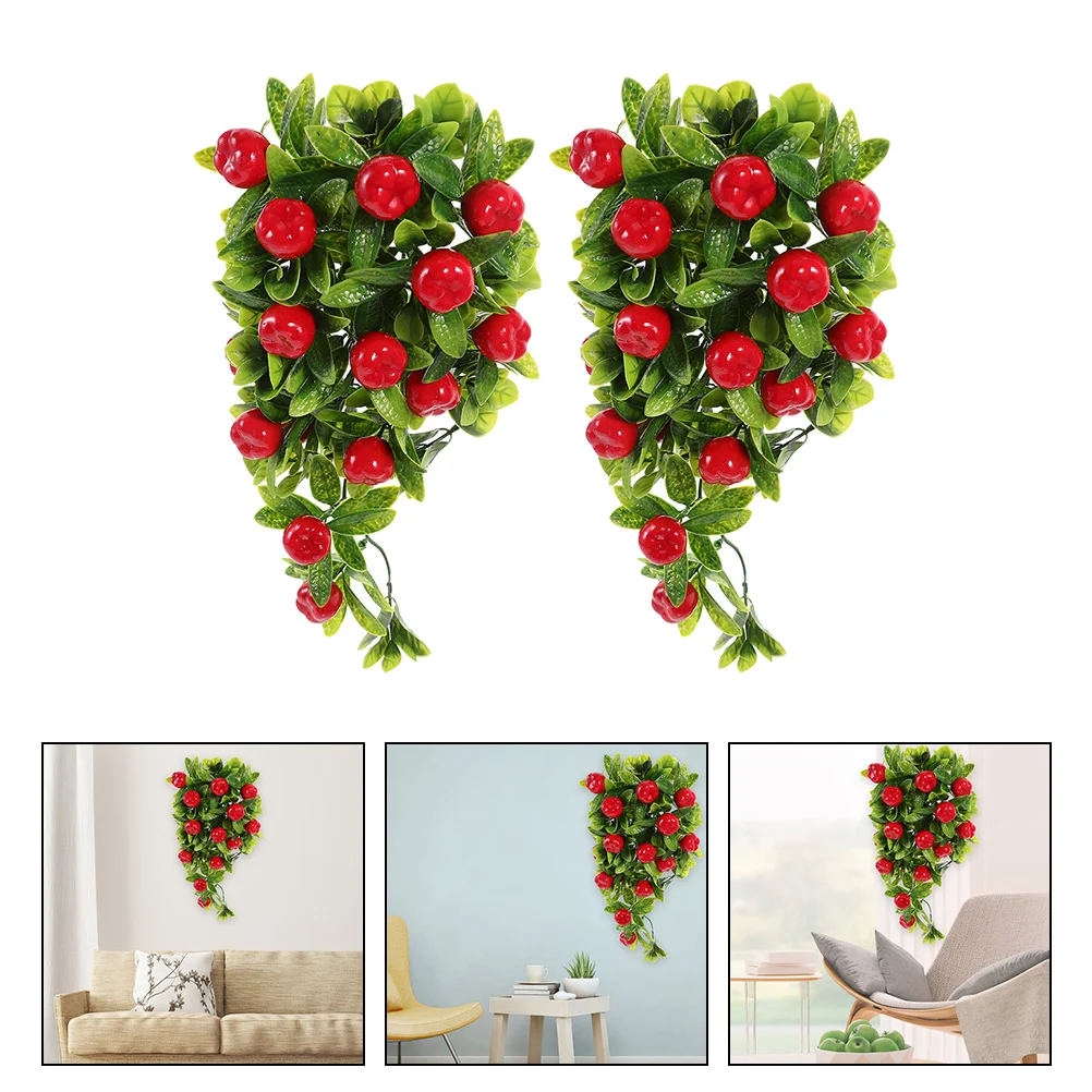 

2 Pcs Wall Hanging Decoration Fake Fruit Plants Photo Prop Artificial Vine Flowers Realistic Imitation Child