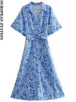 pailete women 2022 fashion with belt printed midi shirt dress vintage short sleeve button up female dresses vestidos mujer