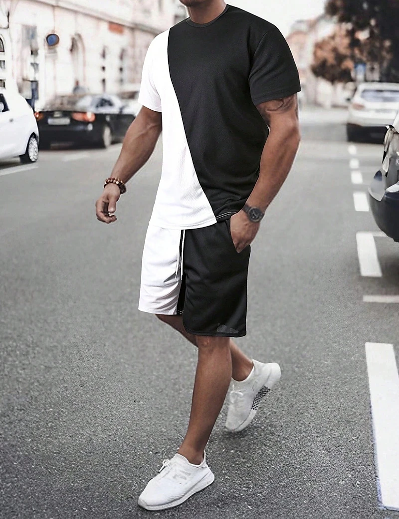 

2 шт., Мужская футболка с круглым вырезом и коротким рукавом