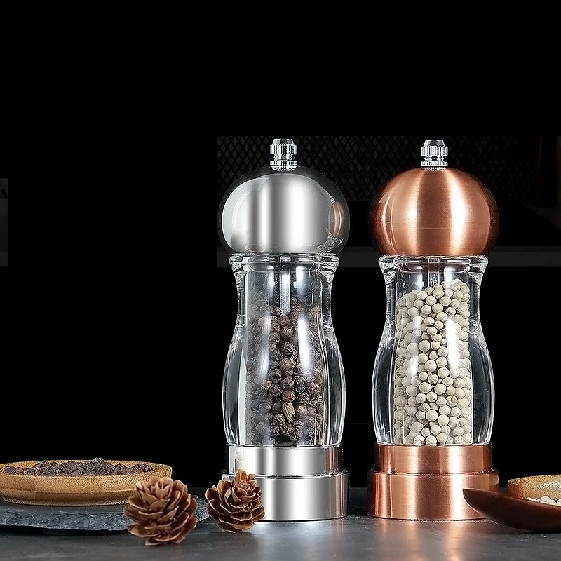 

6 Inch Acrylic Salt and Pepper Shakers Manual Grain Spice Pepper Mill Grinder Seasoning Bottle Kitchen Tools Gadgets Accessories