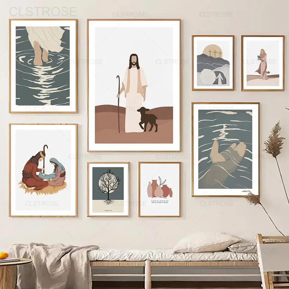 

Jesus Portrait Abstract Posters and Prints Nordic Christian Bible Isaiah Religious Wall Art Canvas Painting Home Decor Bedroom