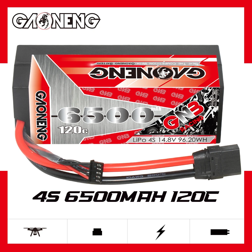 Gaoneng GNB 6500mAh 4S 14.8V 120C Hardcase LiPo Battery XT90/XT60/T/EC5/XT150 Plug For 1:8 RC Car four drive off-road Boat - купить по