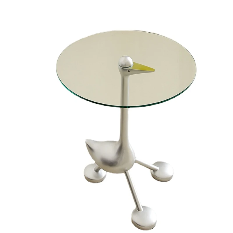 

Xk Duck Glass Tea Table Creative 1980S Mid-Ancient Side Table Designer Sofa Balcony Corner Table
