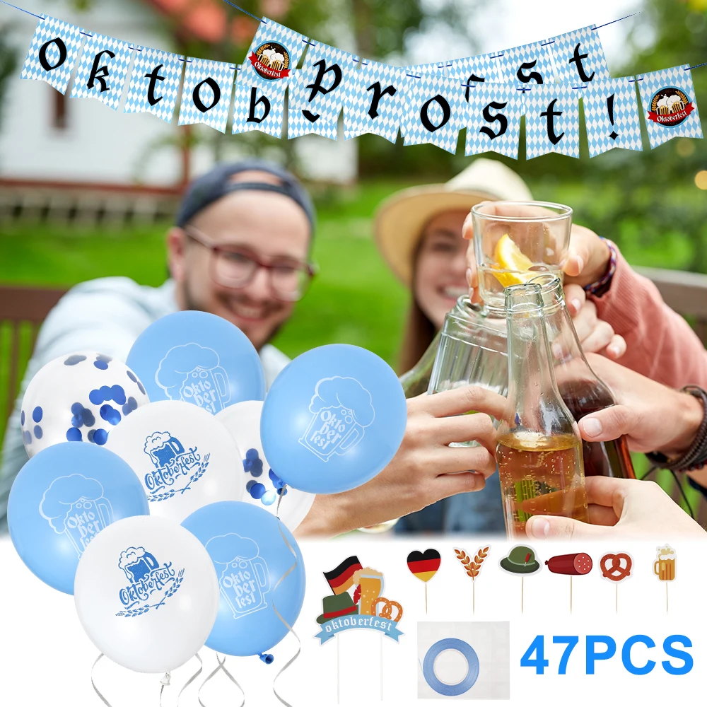 

47pcs Latex Balloons Decoration Set Oktoberfest Banner Garland Oktoberfest Party Supplies Cake Cupcake Beer Festival decor