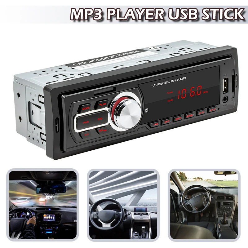 

1pc 12V Car Audio MP3 Player Stereo 25W Automobile Radio Wireless 4.0 Handfree USB Read FM/AM/RDS With Remote Control
