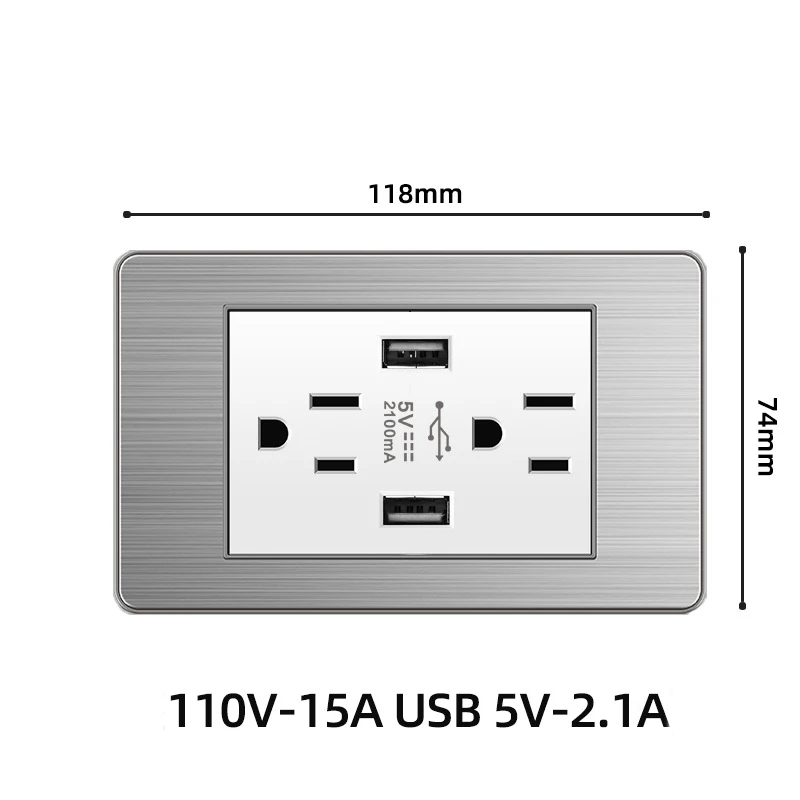 

Панель из нержавеющей стали типа 118, американский стандарт, розетка USB А с 6 отверстиями для зарядки