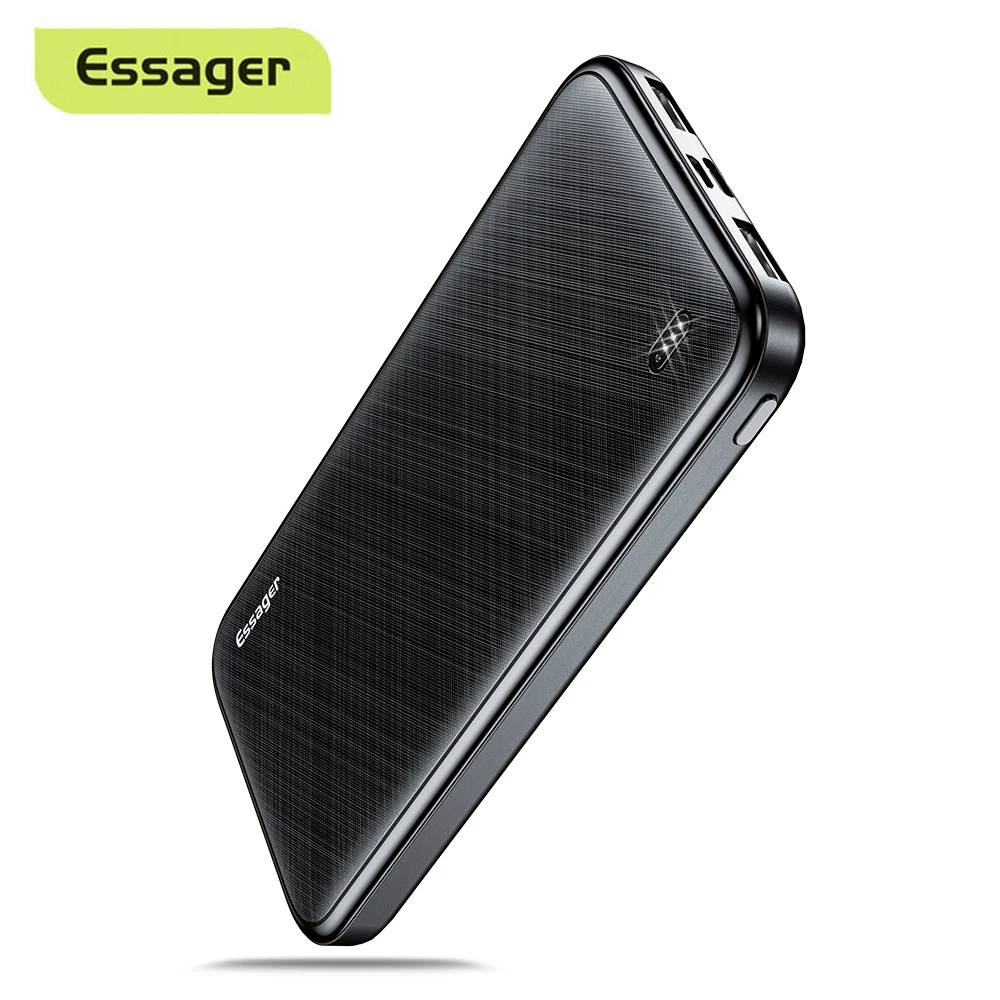 

Essager 10000mAh Power Bank Portable Charging USB-C 10000 mAh Slim External Battery Charger Pack For iPhone Xiaomi mi PoverBank