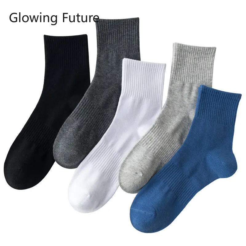 Cotton Men Socks Solid Color Black White Socks for Men Harajuku Middle Tube Sport Sokken Casual Business Sweat Breathable Sox
