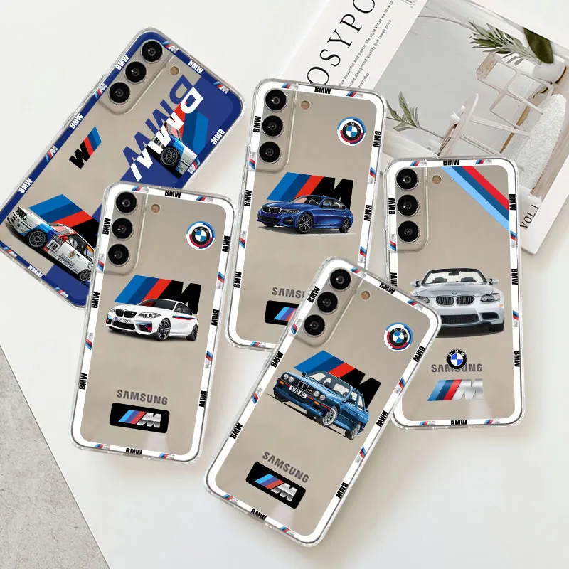 

Red Blue Bmw-M Stripe Car Phone Case For Samsung Galaxy S23 S22 S21 FE S20Plus Ultra S9 S8 S10 Note 20 10 Silicone Soft Cover