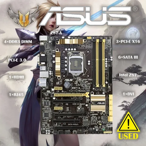 Для Asus Z87-A оригинальная материнская плата Z87 Socket LGA 1150 i7 i5 i3 DDR3 32G SATA3 USB3.0 ATX