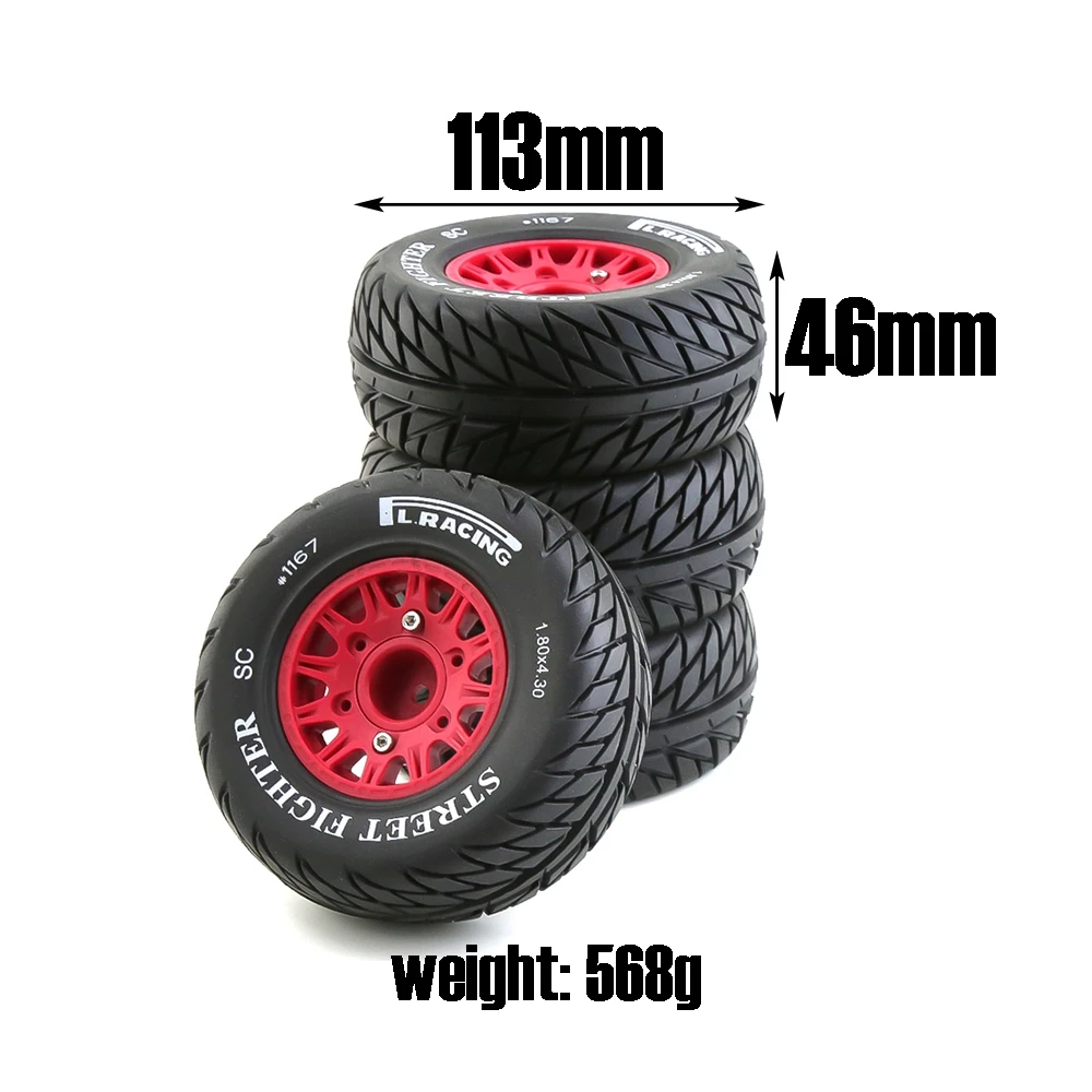 

4Pcs 113mm 1/8 1/10 Short Course Truck Tire Tyre Wheel with 12 14 17mm Hex for Traxxas Slash Arrma SENTON VKAR RC Car,3 Black