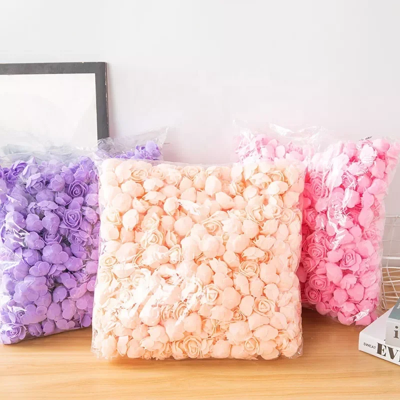 

200/100/50 Artificial Rose Heads Foam 3.5cm Artificial Flowers for Rose Bear Valentine Gift Wedding Party Flower Decorations
