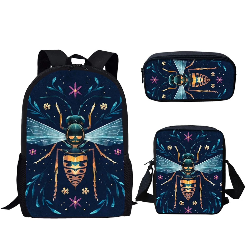 Belidome Butterfly Moon Print 3Pcs School Bags for Teen Girls Lightweight Women Backpack Casual Bookbag Mochila Escolar