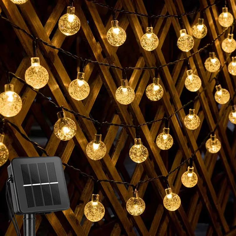 Солнечные гирлянды уличные 60-светодиодные хрустальные глобусы