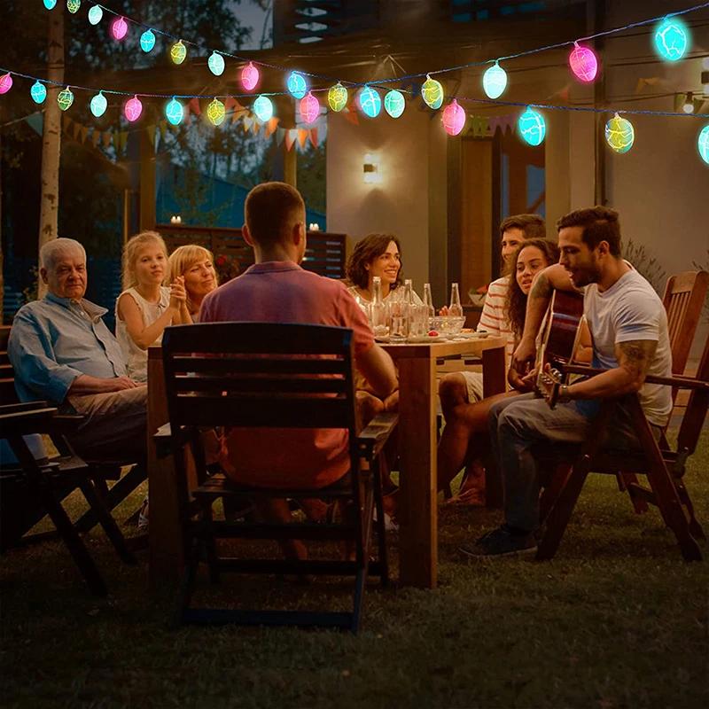Светодиодные пасхальные украшения для дома светящаяся лента в виде кроличьего