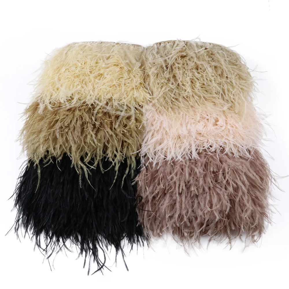 

1Meter Natural Ostrich Feathers Trim Fringe 15-18cm Multicolor ostrich Plumes Trimming for Wedding Feather Clothing Decoration