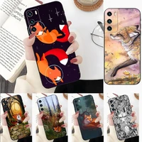 cute cartoon foxes phone case for sumsung a53 a13 a12 a52 a51 a73 a32 a50 a20 a21 a22 a31 a40 a70 s silicone black coque