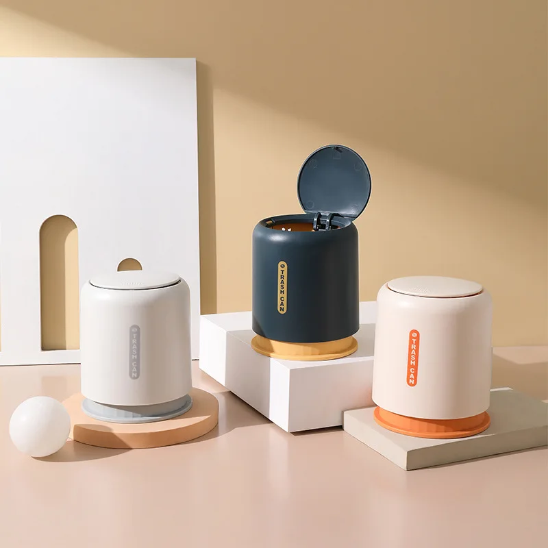 

Desktop Trash Can Household Press-Type Trash Basket Bedroom Office Desktop Paper Basket Storage Bucket