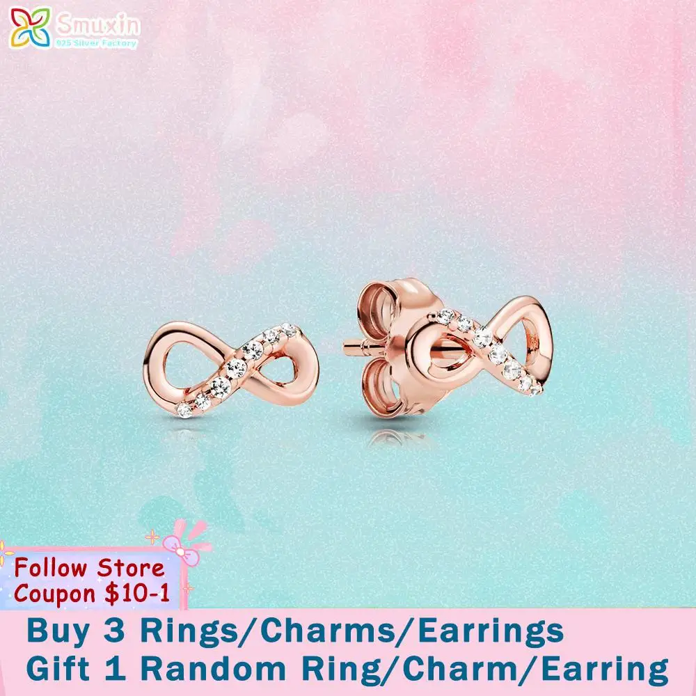 

Smuxin 925 Sterling Silver Stud Earrings Sparkling Infinity Stud Earrings Cubic Zirconia Statement Stud Earrings Women Earrings