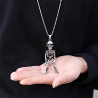 dark skeleton necklace long sweater chain couple jewelry hip hop european and american trendsetter titanium steel pendant
