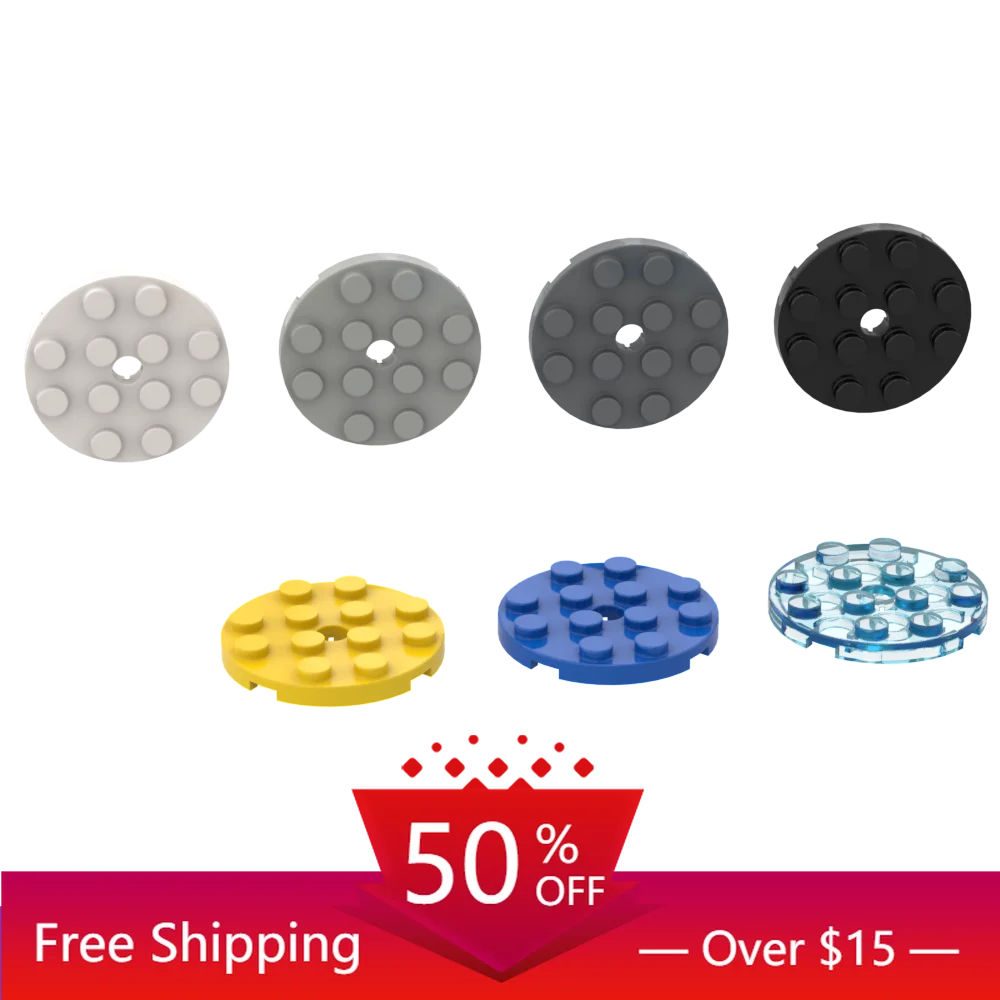 

10pcs MOC DIY 60474 Plate Round 4 x 4 with Pin Hole For Building Blocks Parts DIY Educational Parts Toys
