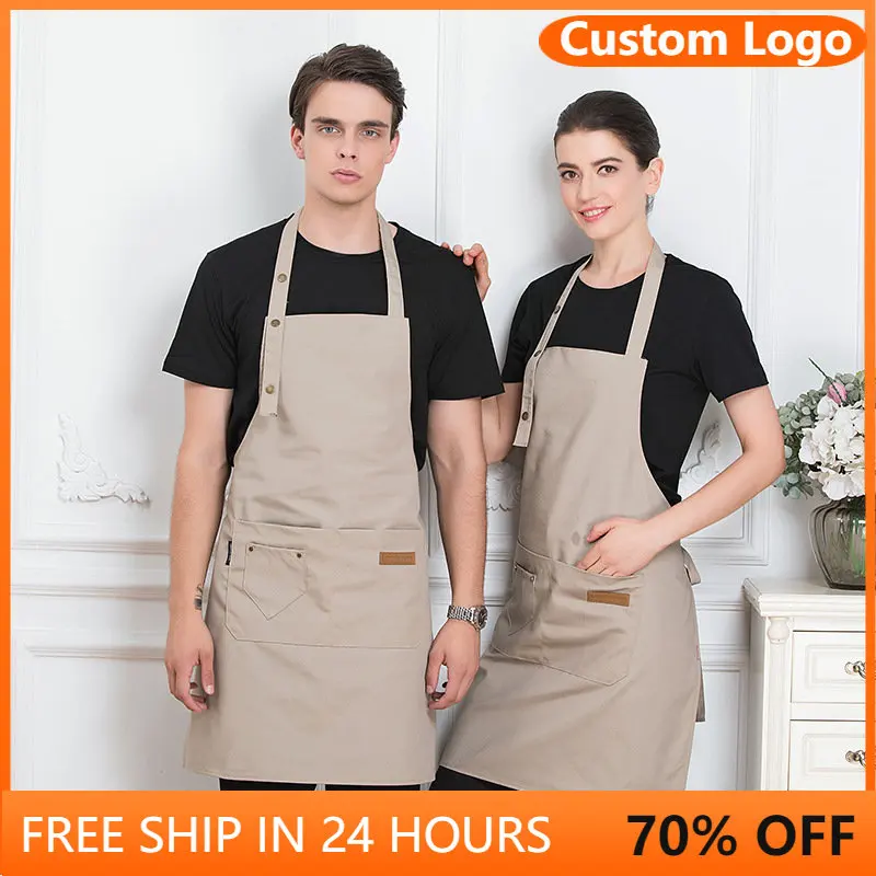 

1PCS Cheaper Thin Kitchen Apron Chef Nordic Overol Delantal Woman Man Couples Beauty Nail Salon Cleaning Tools Custom LOGO Apron