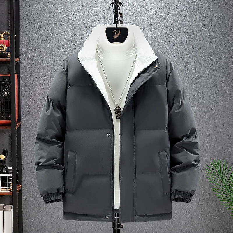 Men's Stand-up Collar Padded Jacket Winter Thickened Padded Coat Trend Loose Cotton Clothing Couples Winter Clothing