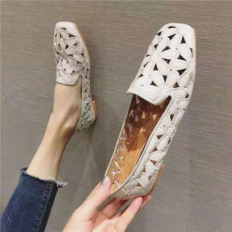 

Fashion Beige Wide-soled Women's Shoes Plus Size 41 42 Summer Casual Soft Women Slip-on Loafers Women Casual Flat Shoes Women