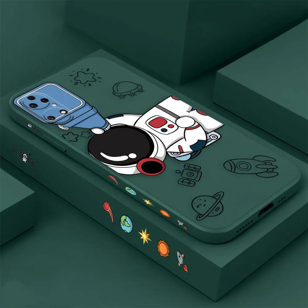 Telescope Astronaut Phone Case For Huawei P60 P50 P40 P30 P20 Mate 50 40 30 20 20X 10 Colour Liquid Silicone Cover Funda Cqoue
