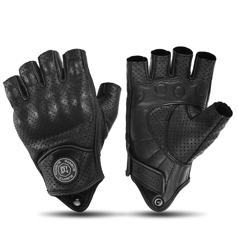 

Летние Мотоциклетные Перчатки Женские, Ретро, С Открытыми Пальцами, Черные, Кожаные, Полупальцевые, Для Мотокросса И Велоспорта