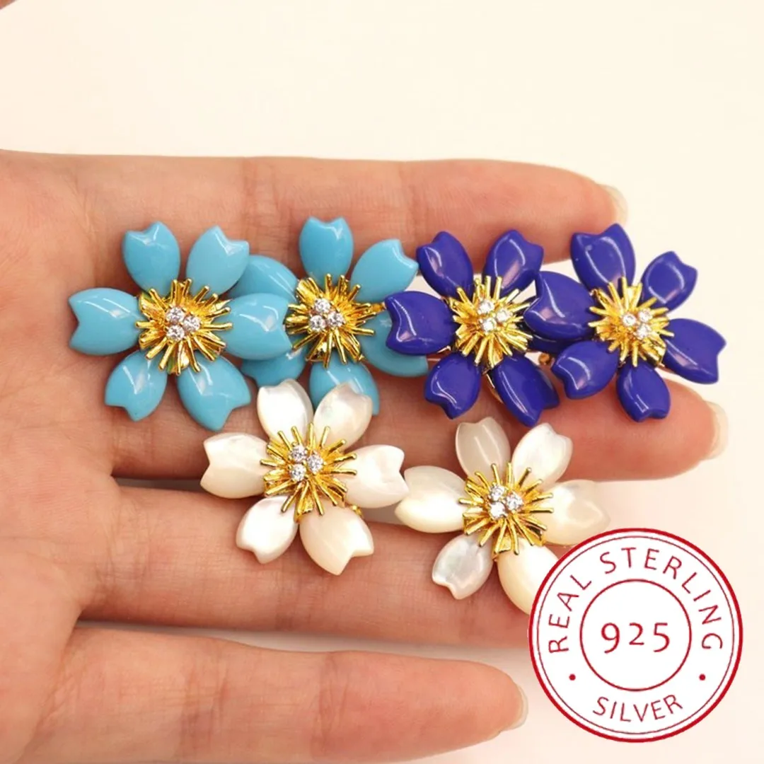 

New 2023 Trend Classics Design Sun Flower Ear Stud White Fritillary Earrings Fashion Ladies High Quality Brand Jewelry Gifts