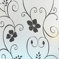 matte frosted decorative window film privacy black flower self adhesive film heat control anti uv window stickers for home