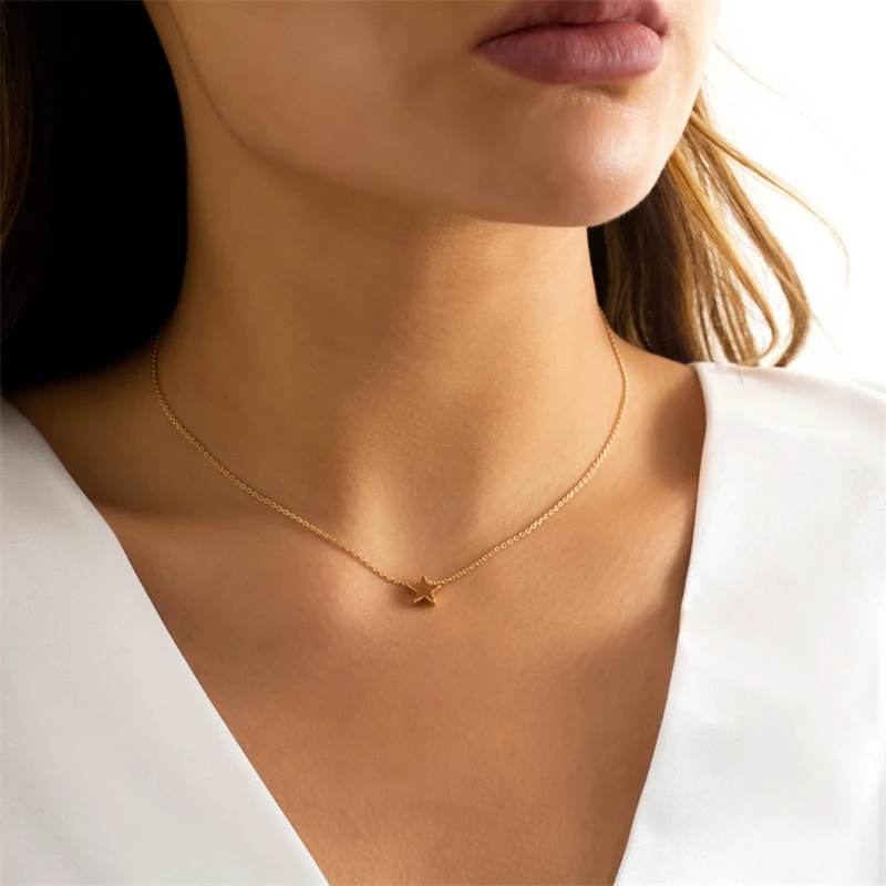 

Ailodo Fashion Star Choker Necklace For Women Gold Silver Color Party Wedding Short Necklace Minimalist Jewelry Girls Gift