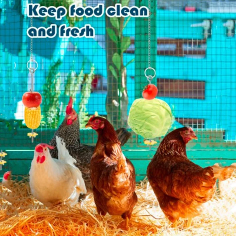 

3 Pack Chicken Toys for Hens Mirror Toy with Bells for Roosters Veggie Feeder
