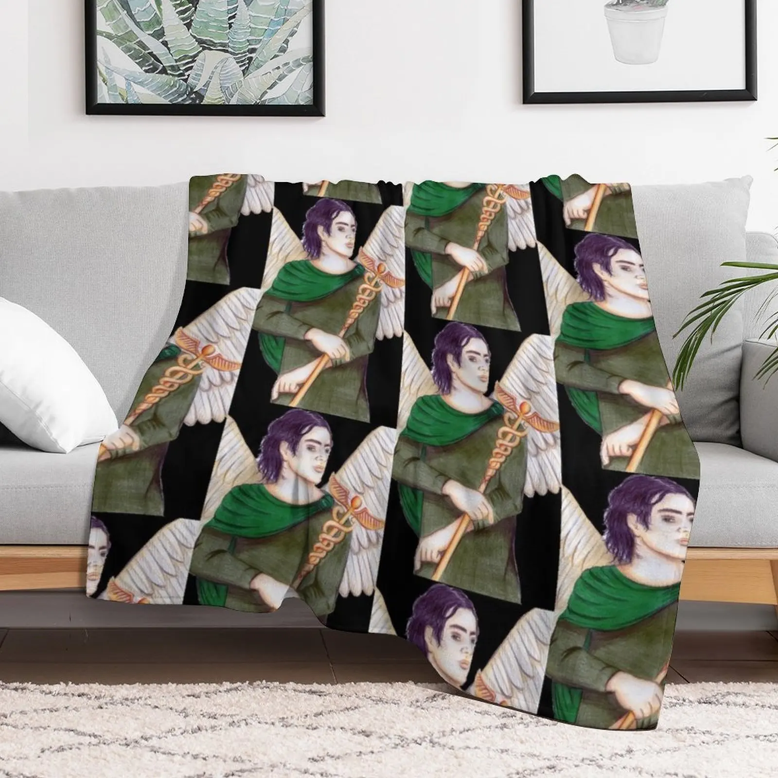 Архангел Рафаэль исцелитель - черное одеяло одеяла украшения для диванов