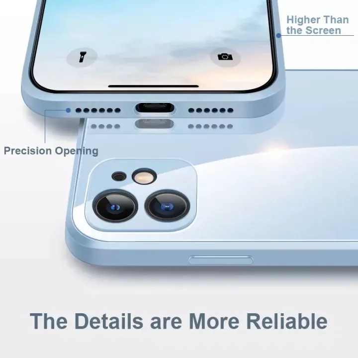 1DS Tempered Glass Anti-knock Baby Skin Fram Phone Case For iPhone 11 12 13 Pro Max MINI X XS Max XR 7 8 Plus SE2 Square Cover