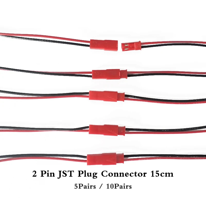 

5Pairs 10Pairs 2 Pin JST Extension Cable 15cm Male + Female Plug Connector Wire For DIY / DC 5V 12V 24V Led Strip