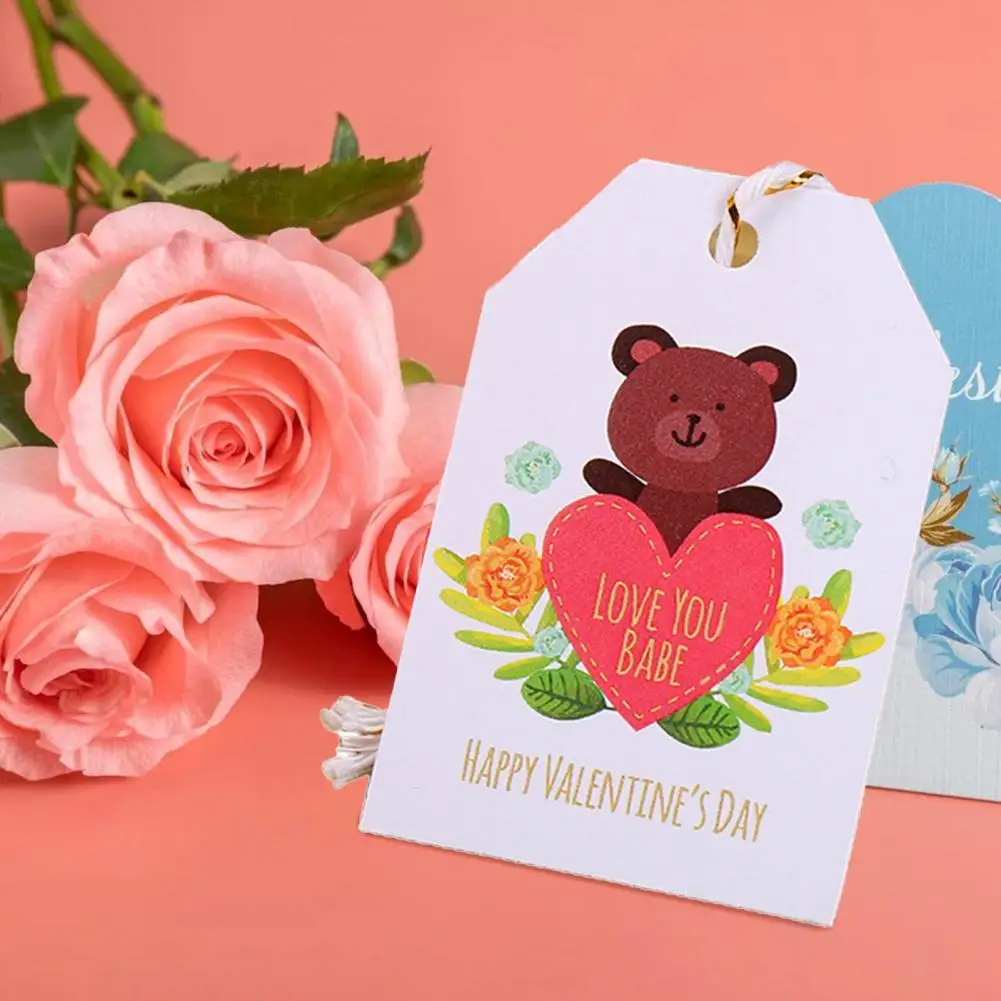 

100 шт./компл. бирки для подарков на день Святого Валентина, привлекательные бумажные бирки на День святого Валентина, прямоугольные подвесны...