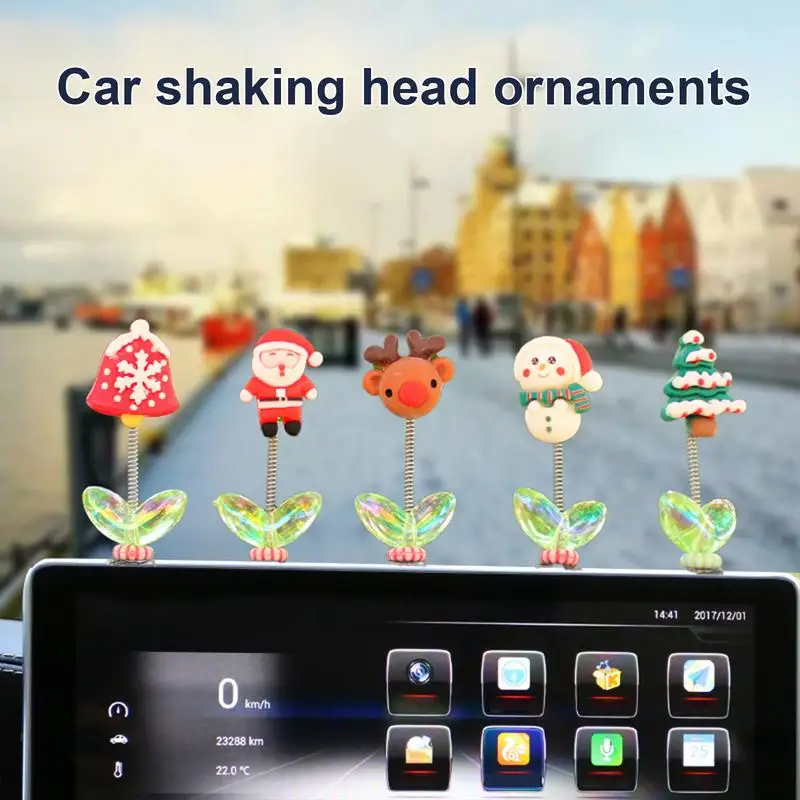 

Рождественские украшения для приборной панели автомобиля, прочный Санта-Клаус из смолы, Вибрирующая Подвеска для автомобиля, стильный декор, аксессуары для автомобильного интерьера