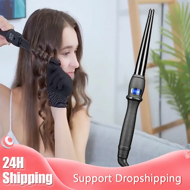 Liquid Crystal Single Rod Conical Curling Rod Electric Curling Iron Wave Perm Rod Does Not Damage Power Generation Hair Curler