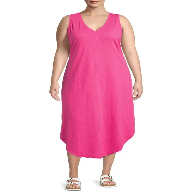 

Women`s Plus Size V-Neck Sleeveless Tank Dress