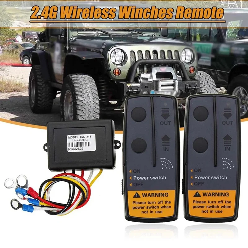 

2.4G 12V-24V Digital Wireless Winches Remote Control Recovery Kit For Jeep Truck ATV SUV Vehicle Trailer 120W 100Ft