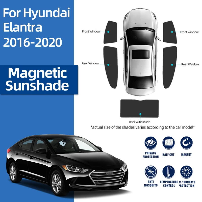 

For Hyundai Elantra AD AVANTE 2015-2020 Magnetic Car Sunshade Shield Front Windshield Curtain Rear Side Window Sun Shade Visor