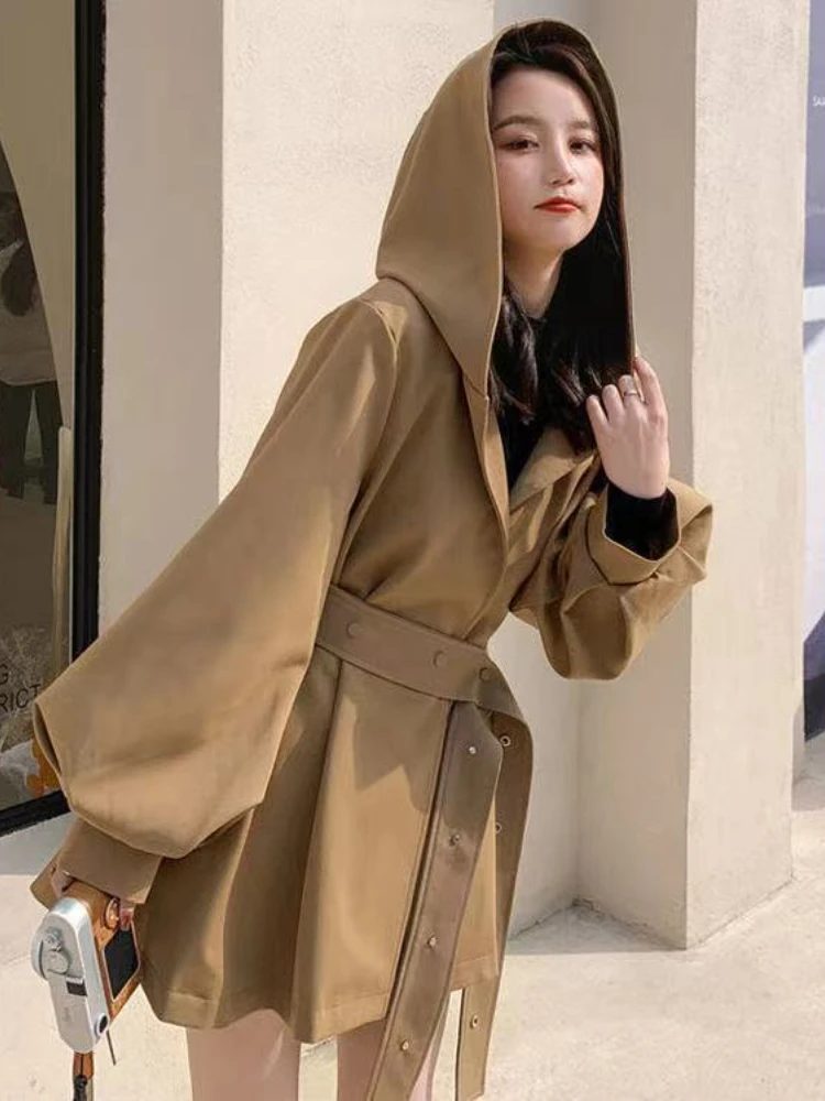 

Spring Autumn Jackets for Women 2023 Fashion Solid Color Short Windbreaker Women's Loose Hooded Winter Trench Coat for Women Top