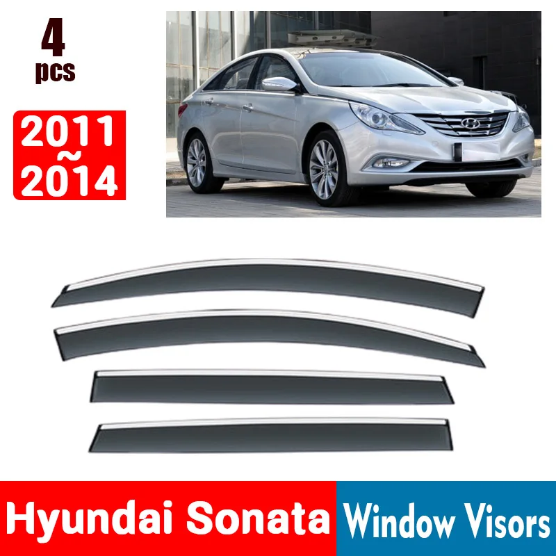 FOR Hyundai Sonata 2011-2014 Window Visors Rain Guard Windows Rain Cover Deflector Awning Shield Vent Guard Shade Cover Trim