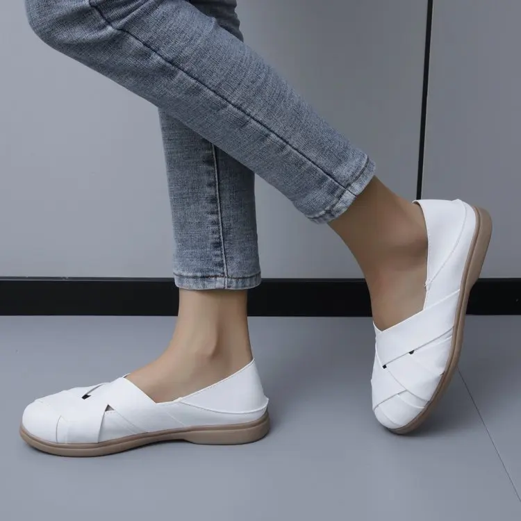 

Summer Women Sandals White Shoes Light Comfortable Loafers 2023 Slip on Shoes for Ladies Breathable Flat Sandals Sandalias Mujer