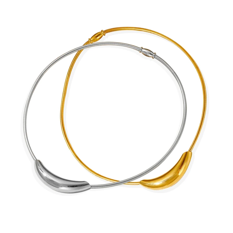 

PAXA Retro Design Tube Gold Color Stainless Steel Necklace For Women Statement Metal Collar New Fashion 2023 Jewelry Accessories