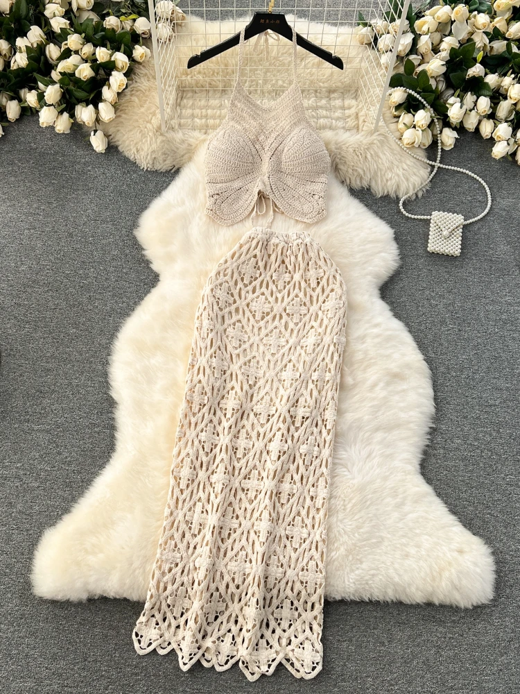 Женский трикотажный комплект из двух предметов привлекательный пляжный костюм в