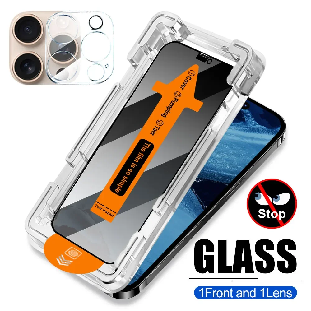 2 в 1 Защитная пленка для экрана телефона iPhone 16 15 Plus из закаленного стекла 14 13