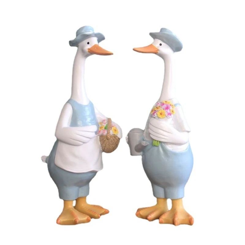 

Парные искусственные украшения для сада из смолы, мультяшное искусство, скульптура животного, наружный ландшафт, пруд, двор, украшение для лужайки